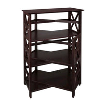 Espresso 4-Shelf Bookcase with Spacious Storage and Sturdy Construction