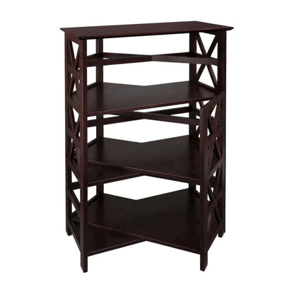 Espresso 4-Shelf Bookcase with Spacious Storage and Sturdy Construction