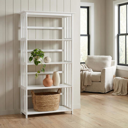 Wooden Bookcase with 5 Shelves and Sturdy Storage Organizer