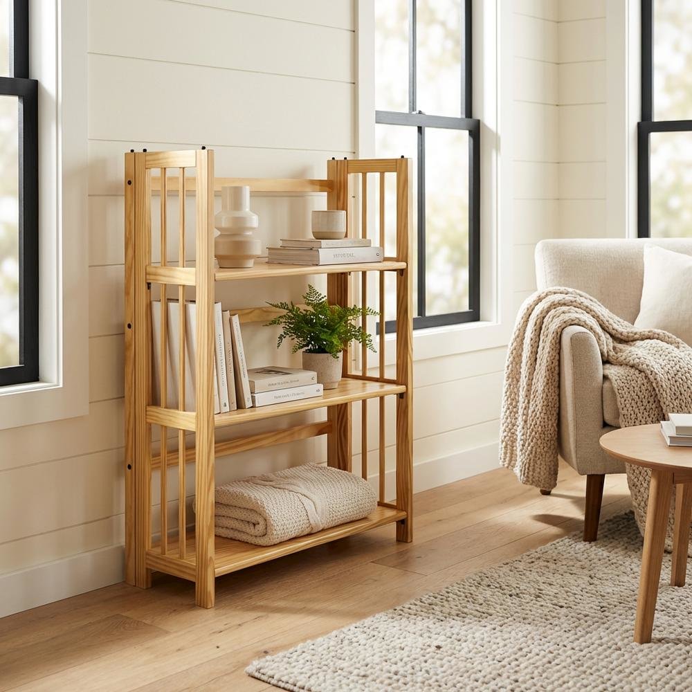 Wooden Bookcase with Shelves, Sturdy Construction and Classic Design