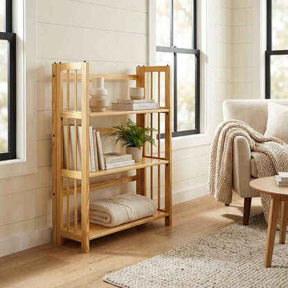 Wooden Bookcase with Shelves, Sturdy Construction and Classic Design