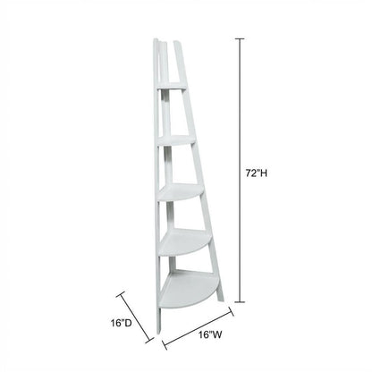 Tall wooden bookcase with five shelves and sturdy construction
