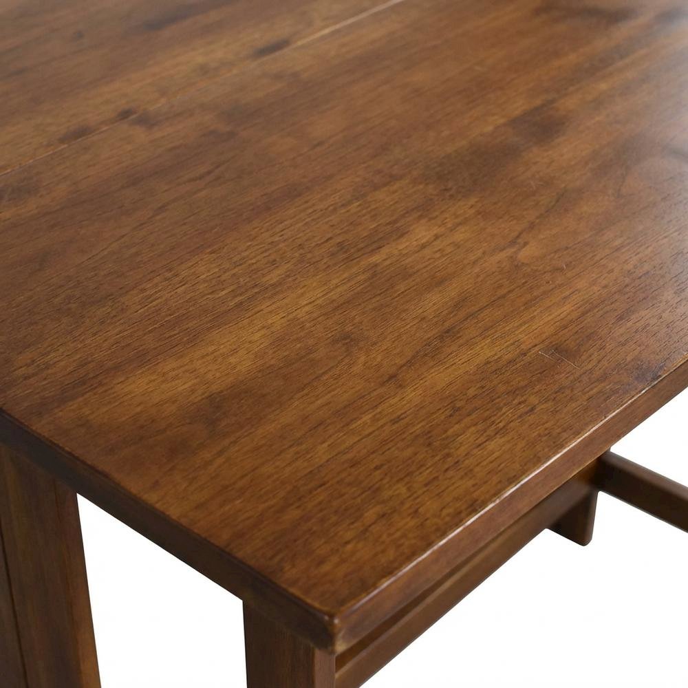 Warm Brown Folding Console to Dining Table, Solid Wood, Seats 4