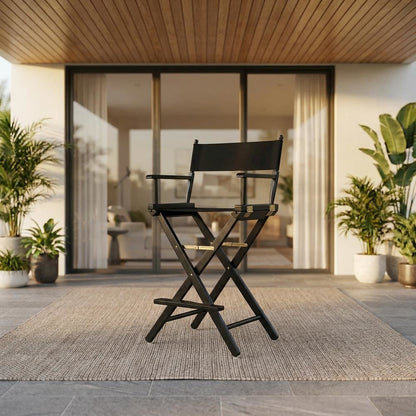 Black Extra-Wide Director's Chair, Black Frame, 30-Inch Bar Height