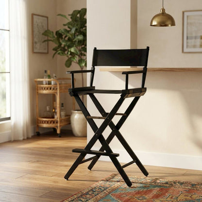 Black Extra-Wide Director's Chair, Black Frame, 30-Inch Bar Height