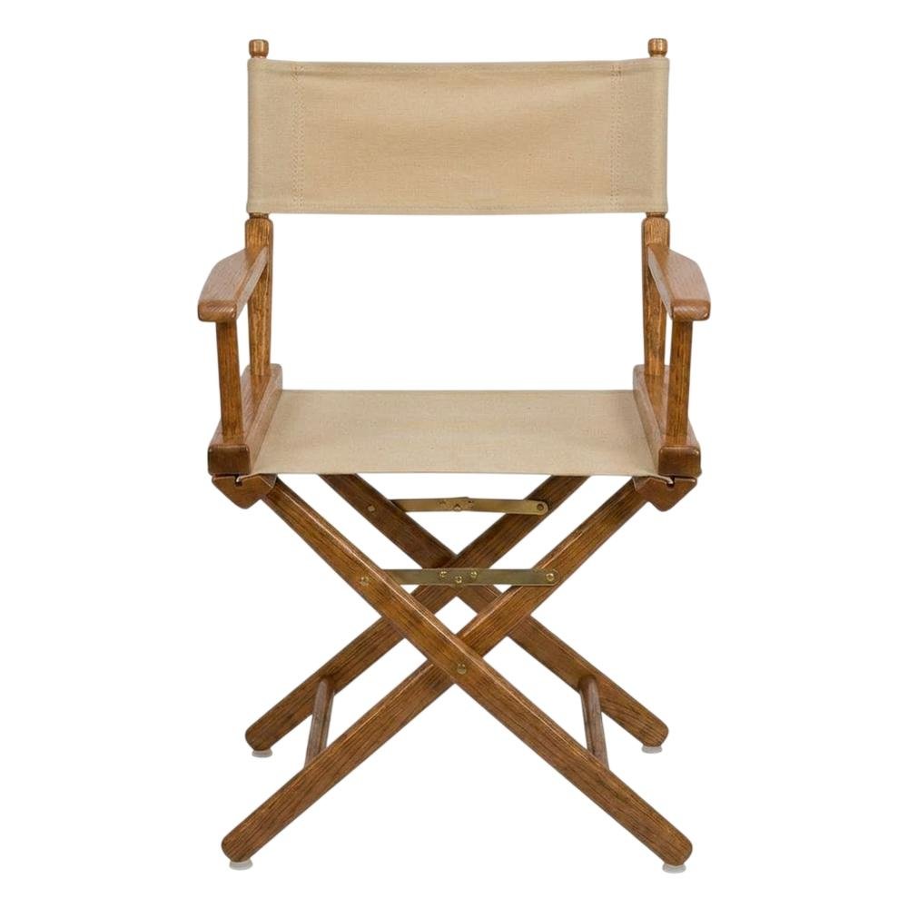 Beige Extra-Wide Director's Chair, Mission Oak Frame, 18-Inch Wide Seat