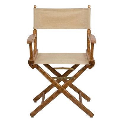 Beige Extra-Wide Director's Chair, Mission Oak Frame, 18-Inch Wide Seat