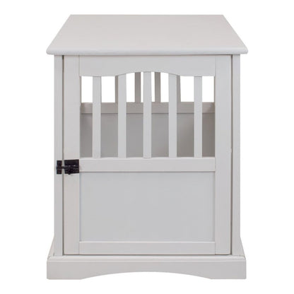 White Dog Kennel Furniture with Lockable Gate, Solid Wood Crate Table