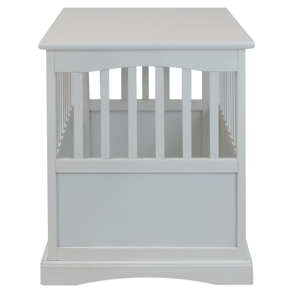 White Dog Kennel Furniture with Lockable Gate, Solid Wood Crate Table