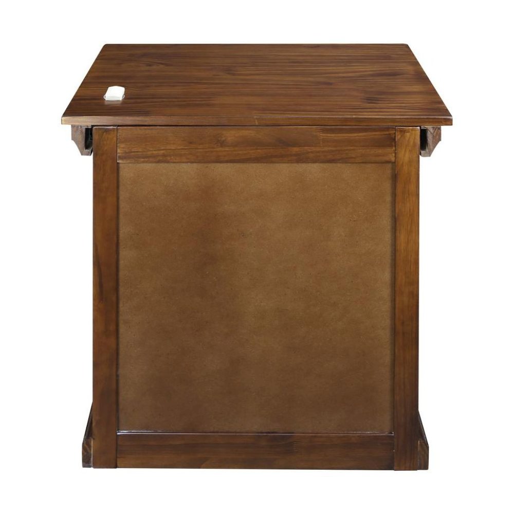 Mocha Brown Wooden Nightstand with Hidden Compartment, 2 Drawers and Open Shelf