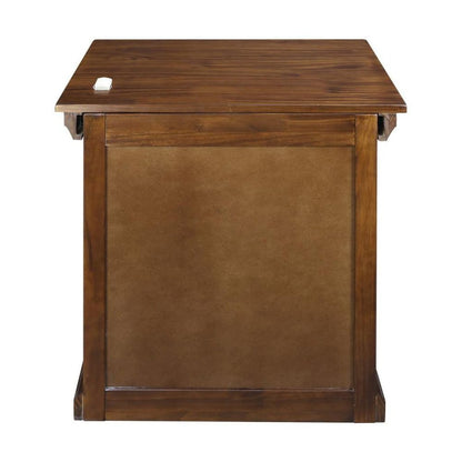 Mocha Brown Wooden Nightstand with Hidden Compartment, 2 Drawers and Open Shelf