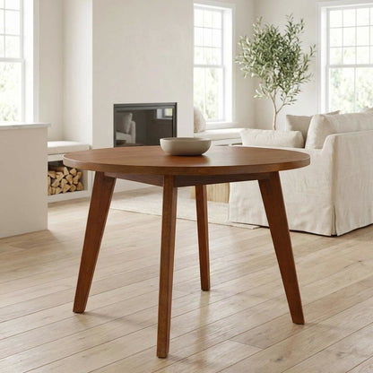 Round Coffee Table Sweet Oak with Solid American Gum Wood and Sturdy Base