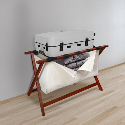 Heavy Duty 34" Extra Wide Luggage Rack with Zippered Laundry Bag- Walnut
