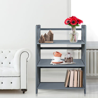 3-Shelf Folding Stackable Bookcase 27.5" Wide, Slate Gray