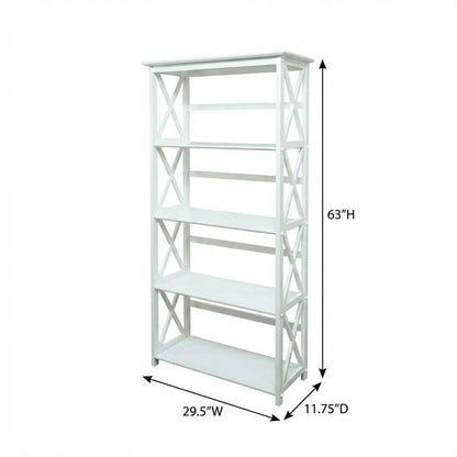 Wooden Bookcase with 5 Shelves and 25lb Capacity per Shelf