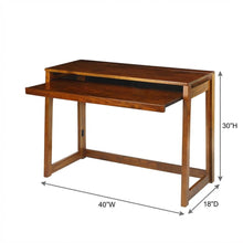 Warm Brown Folding Desk with USB Port and Pull-Out Surface for Home Office