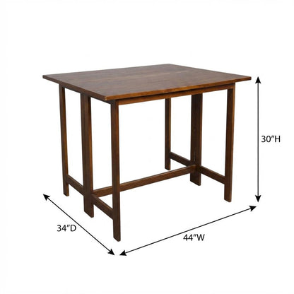 Warm Brown Folding Console to Dining Table, Solid Wood, Seats 4