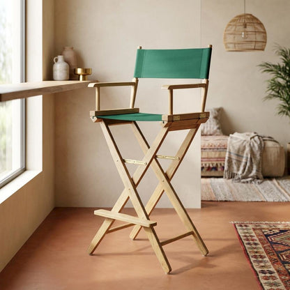 Green Extra-Wide Director's Chair, Natural Frame, 30-Inch Bar Height