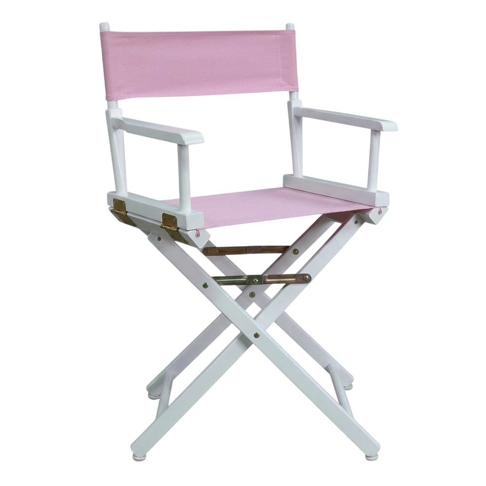 Pink Director's Chair, White Frame, 18-Inch Seat, Folding Accent