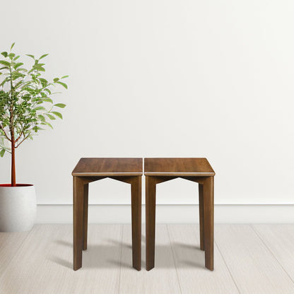 100% American Hardwood Square Stackable Stool 2-Pc Set