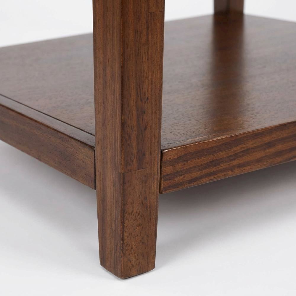 Warm Brown Nightstand with Usb Port and Solid Wood Construction
