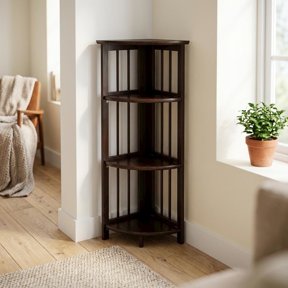 Wooden Bookcase with 4 Shelves, Sturdy Storage for Living Room