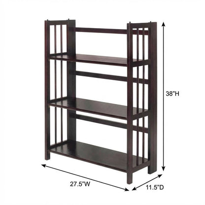 Wooden Bookcase with Open Shelves and Sturdy Construction