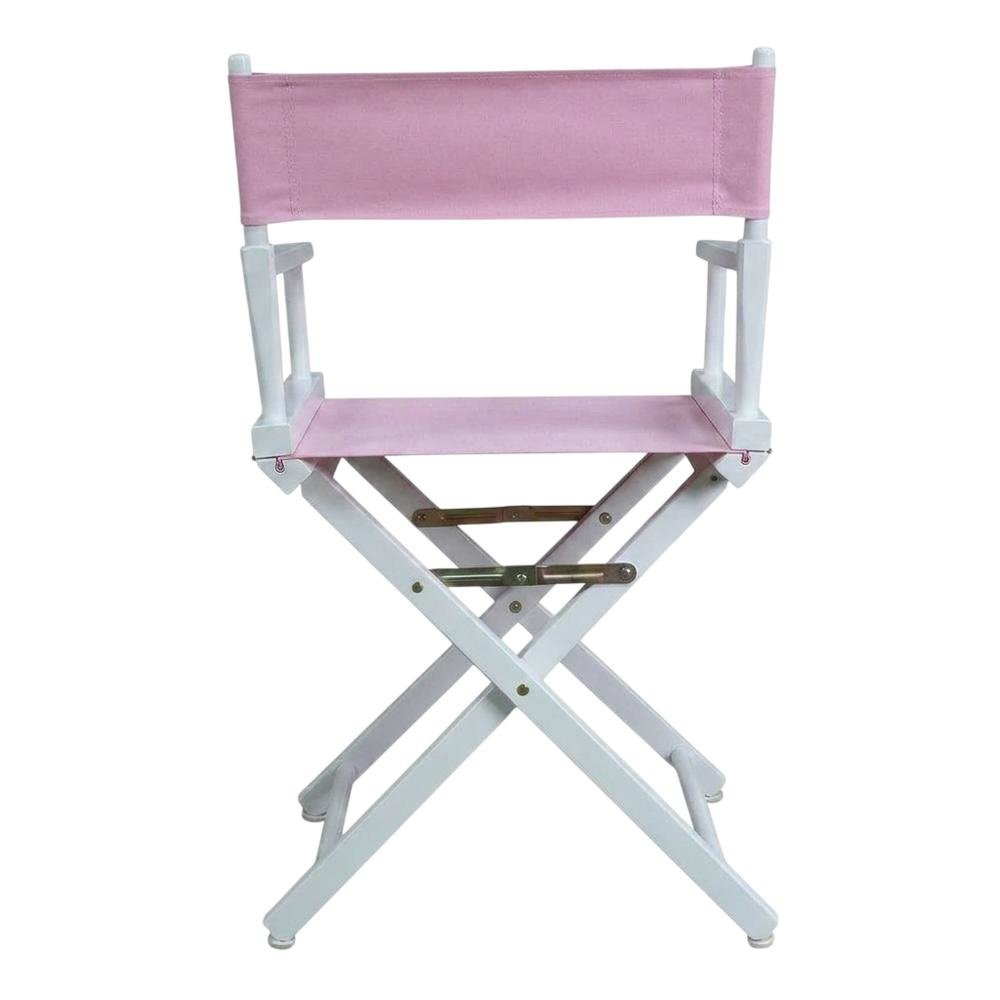 Pink Director's Chair, White Frame, 18-Inch Seat, Folding Accent