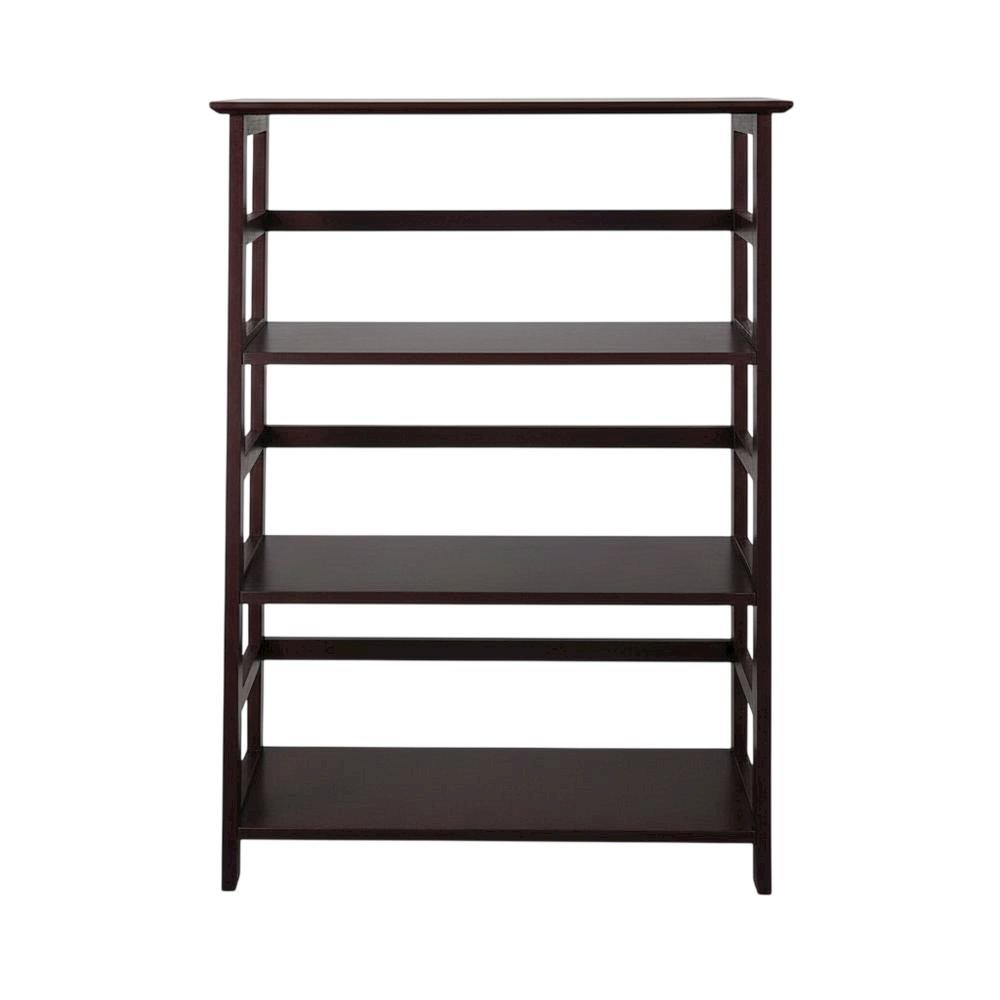 Espresso 4-Shelf Bookcase with Spacious Storage and Sturdy Construction