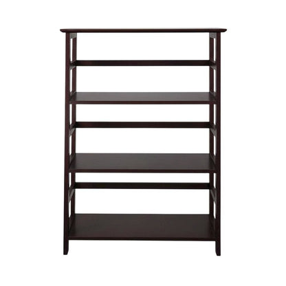 Espresso 4-Shelf Bookcase with Spacious Storage and Sturdy Construction