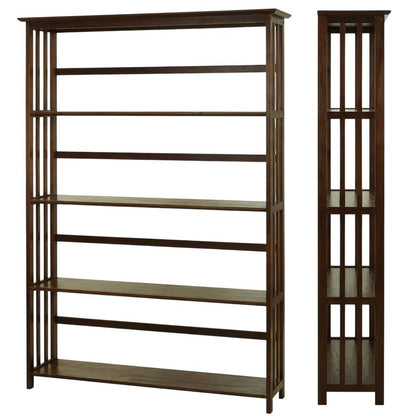 Wooden bookcase in finish with adjustable shelves for versatile storage
