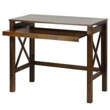 Wooden Folding Desk with Pull-Out in Warm Brown for Compact Workspace