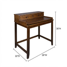 Mid Century Modern Wooden Computer Desk with Drawers and Hidden Compartment