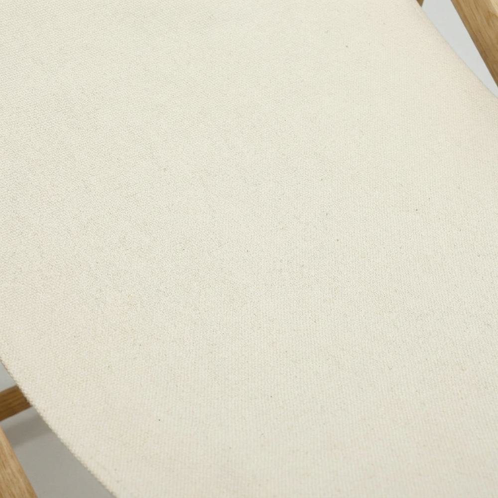 Beige Sling Chair, Natural Wood Frame, Folding Outdoor Accent