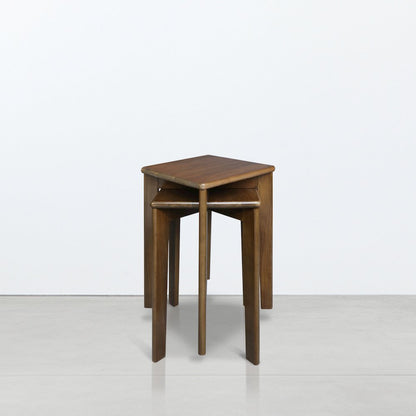 100% American Hardwood Square Stackable Stool 2-Pc Set