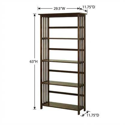 Wooden bookcase in finish with adjustable shelves for versatile storage