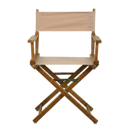 Tan Director's Chair, Honey Oak Frame, 18-Inch Seat, Folding