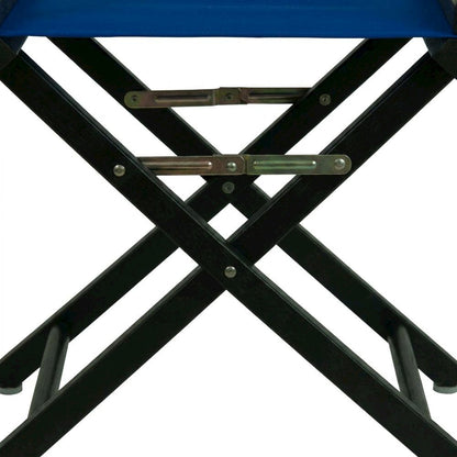 Blue Director's Chair, Black Frame, 18-Inch Seat, Folding Portable