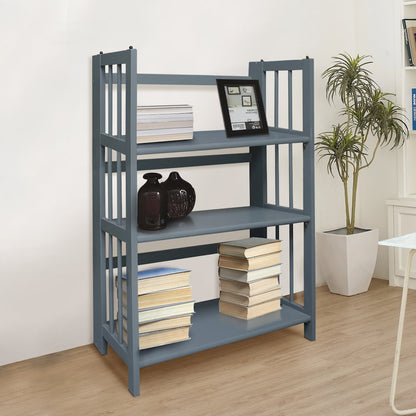3-Shelf Folding Stackable Bookcase 27.5" Wide, Slate Gray