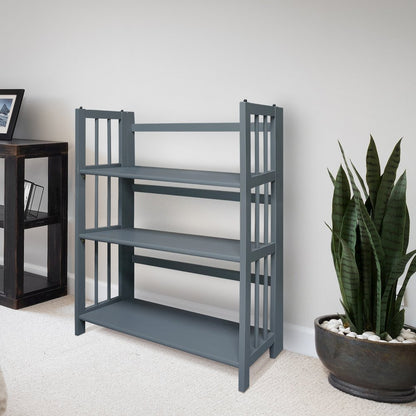 3-Shelf Folding Stackable Bookcase 27.5" Wide, Slate Gray