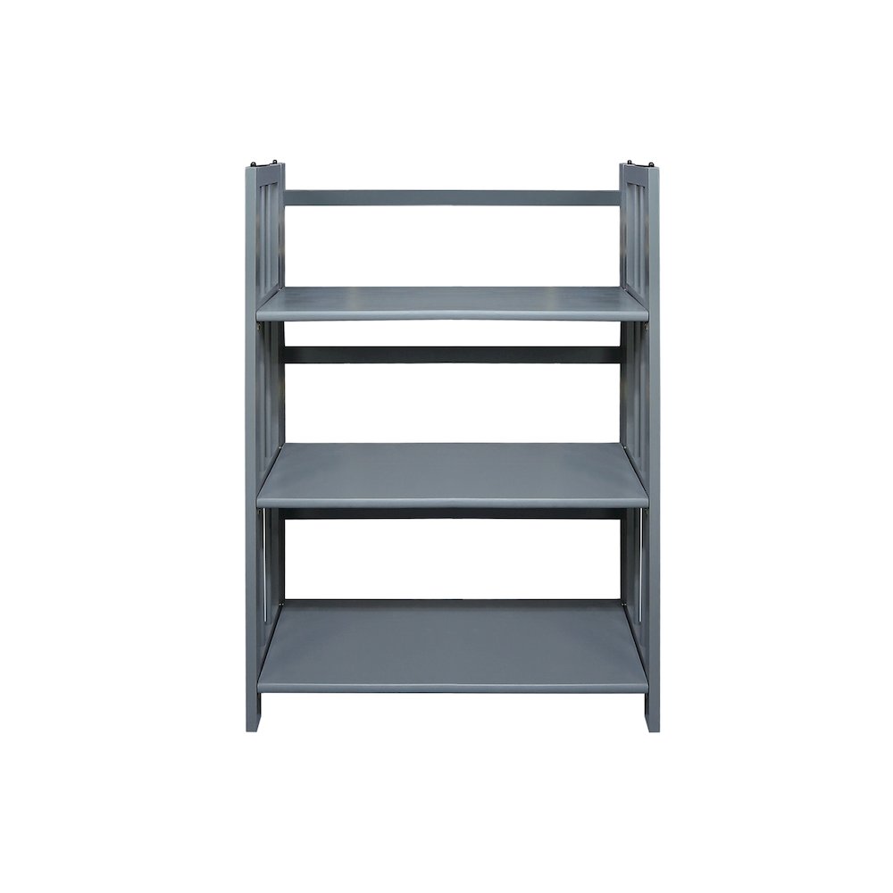 3-Shelf Folding Stackable Bookcase 27.5" Wide, Slate Gray