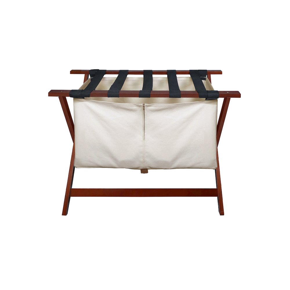 Heavy Duty 34" Extra Wide Luggage Rack with Zippered Laundry Bag- Walnut