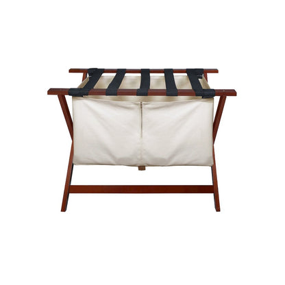 Heavy Duty 34" Extra Wide Luggage Rack with Zippered Laundry Bag- Walnut