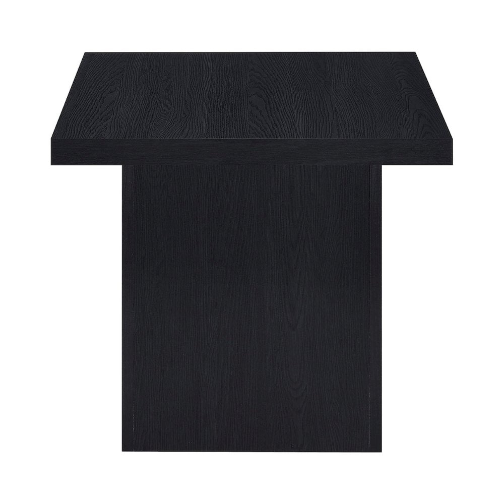 Modern Square End Table, Black Laminate Veneer, Scratch-Resistant