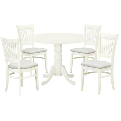 5 Piece Dining Table Set for 4 with White Kitchen Table and Chairs