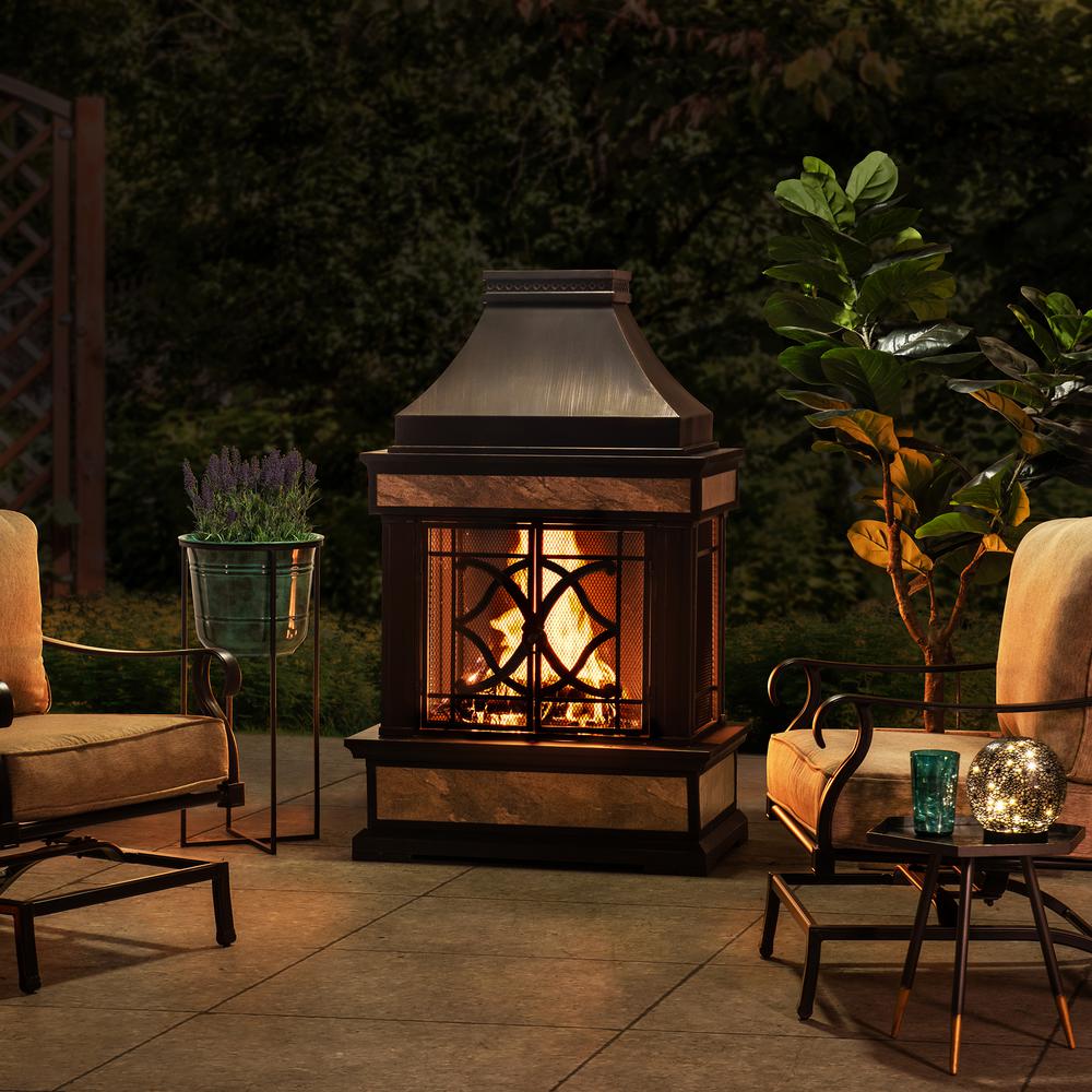 Heirloom Slate Wood Burning Fireplace - Black