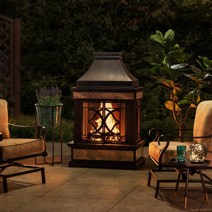Heirloom Slate Wood Burning Fireplace - Black