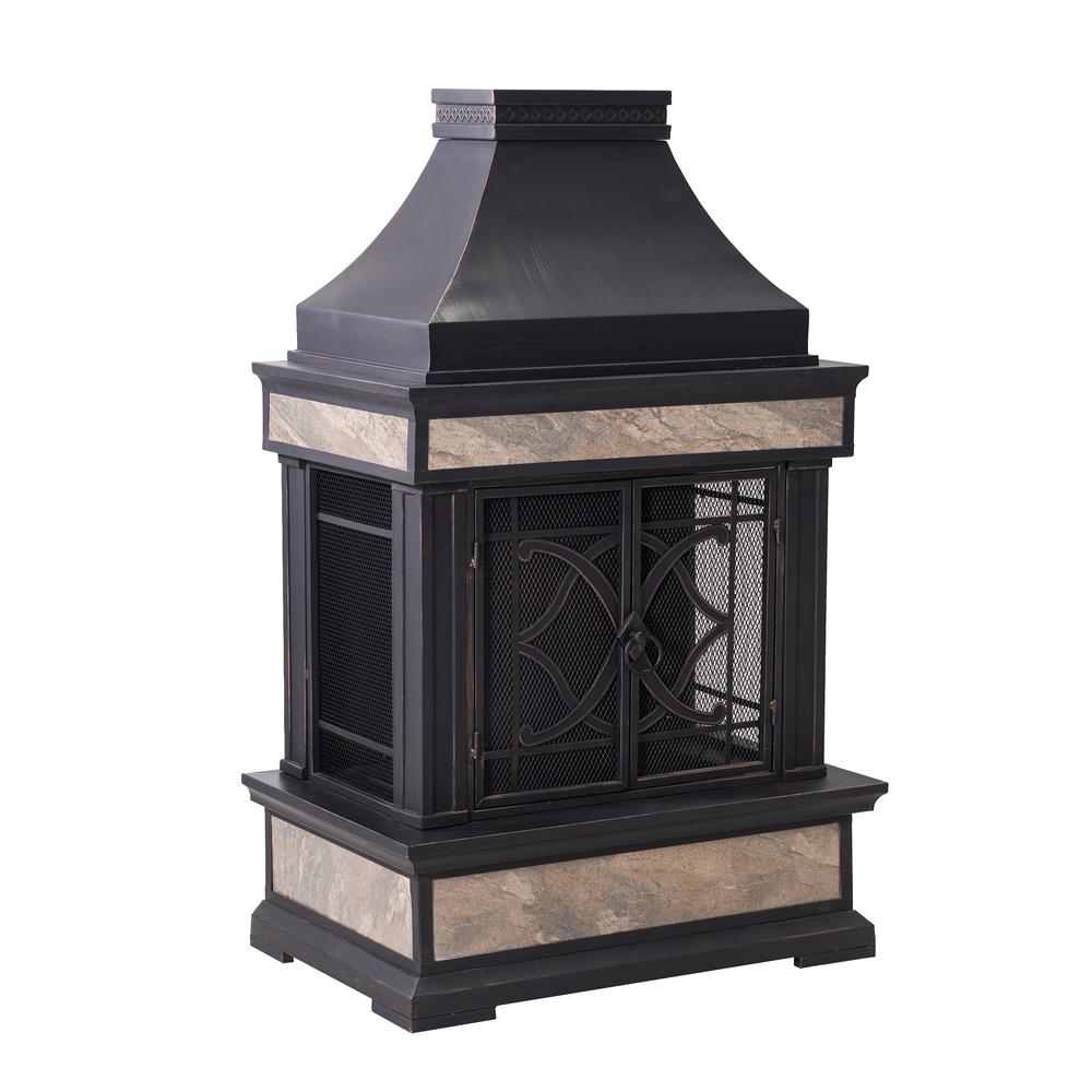 Heirloom Slate Wood Burning Fireplace - Black