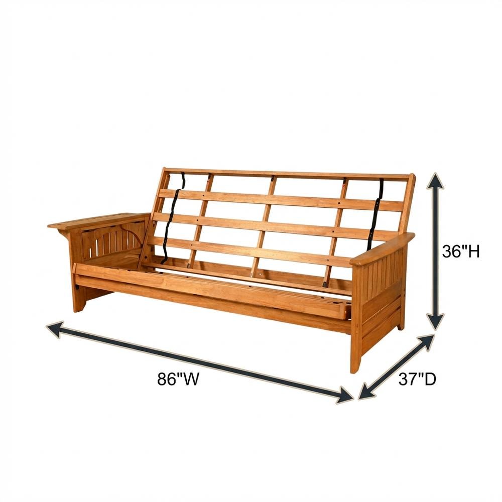 Gray Futon with Espresso Frame and Comfortable Seating for Living Rooms