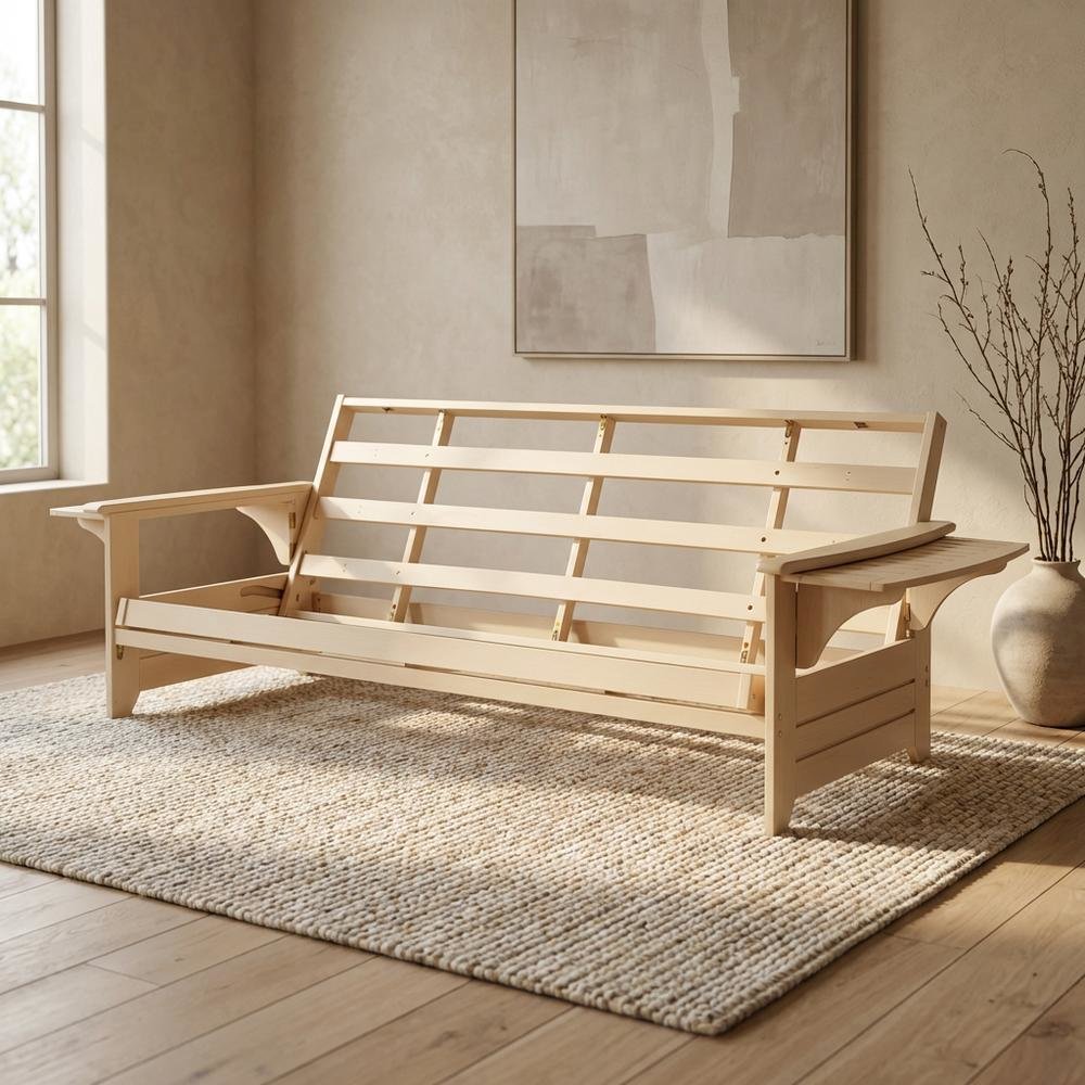 Gray Polyester Futon with Sturdy Frame and Comfortable Design
